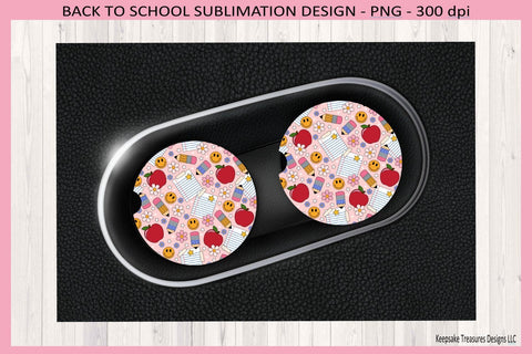Back To School Retro Classroom Notes 20oz Straight Tumbler Wrap, Matching Car Coaster, Sublimation Png Sublimation Keepsake Treasures Designs LLC. 