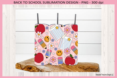 Back To School Retro Classroom Notes 20oz Straight Tumbler Wrap, Matching Car Coaster, Sublimation Png Sublimation Keepsake Treasures Designs LLC. 