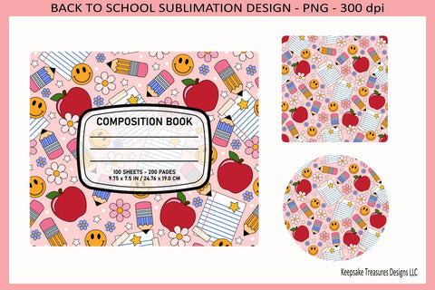 Back To School Retro Mouse Pad and Coaster Set, Back To School Gift, Teacher Appreciation Gifts, Sublimation Png, Instant Download Sublimation Keepsake Treasures Designs LLC. 