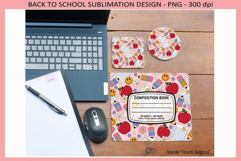 Back To School Retro Mouse Pad and Coaster Set, Back To School Gift, Teacher Appreciation Gifts, Sublimation Png, Instant Download Sublimation Keepsake Treasures Designs LLC. 