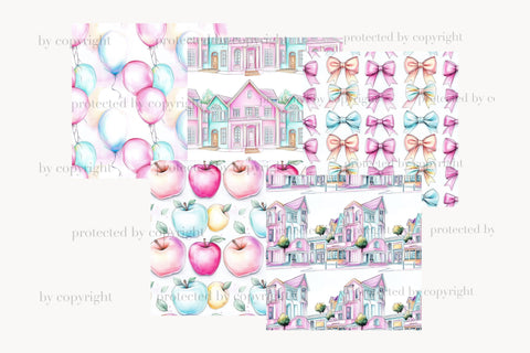 Back to School Seamless Pattern | Back to School Paper Digital Pattern GlamArtZhanna 