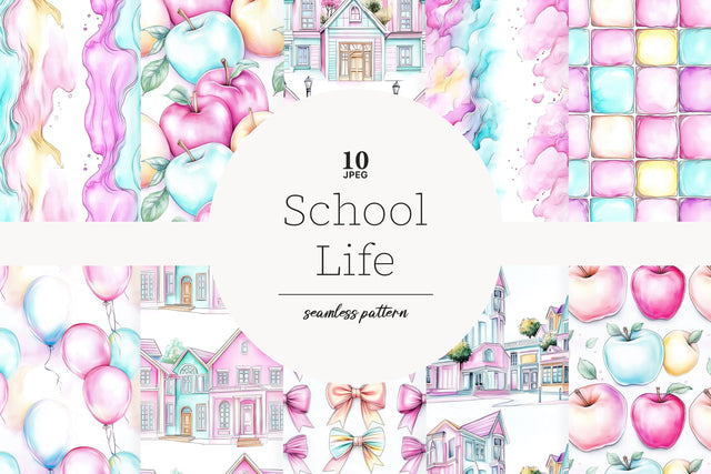 Back to School Seamless Pattern | Back to School Paper Digital Pattern GlamArtZhanna 