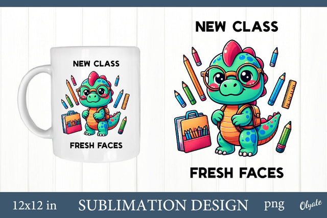 Back to School Sign PNG. Cute Dino Sublimation Sublimation Olga Terlyanskaya 