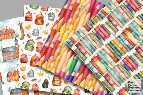 Back to School | Teacher Classroom Digital Pattern Fine Purple Elephant Creations 