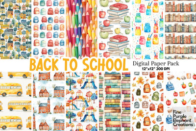 Back to School | Teacher Classroom Digital Pattern Fine Purple Elephant Creations 