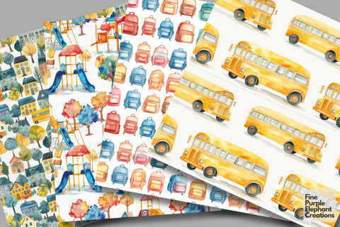 Back to School | Teacher Classroom Digital Pattern Fine Purple Elephant Creations 
