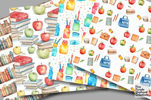 Back to School | Teacher Classroom Digital Pattern Fine Purple Elephant Creations 