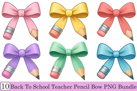 Back To School Teacher Pencil Bow PNG Bundle Printable File Sublimation Creativedesigntee 