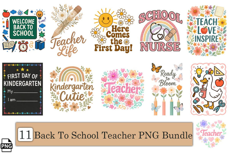 Back To School Teacher PNG Bundle Printable File Sublimation Creativedesigntee 