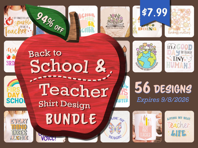 Back To School & Teacher Shirt Design Bundle [Reg $136] 94% Off Bundle So Fontsy Design Shop 