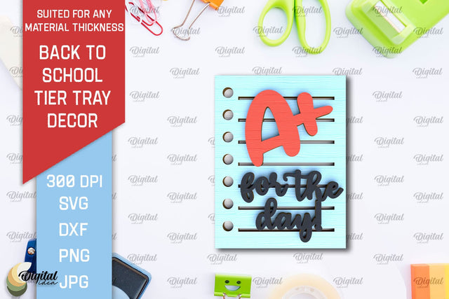 Back To School Tier Tray Laser Cut. School Desor SVG SVG Evgenyia Guschina 
