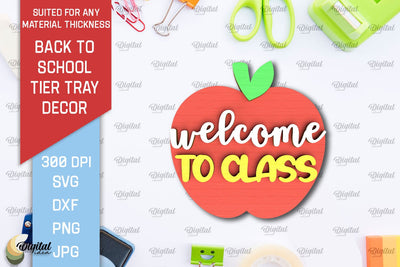 Back To School Tier Tray Laser Cut. School Desor SVG SVG Evgenyia Guschina 
