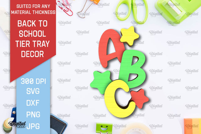 Back To School Tier Tray Laser Cut. School Desor SVG SVG Evgenyia Guschina 