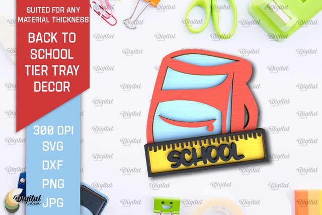 Back To School Tier Tray Laser Cut. School Desor SVG SVG Evgenyia Guschina 