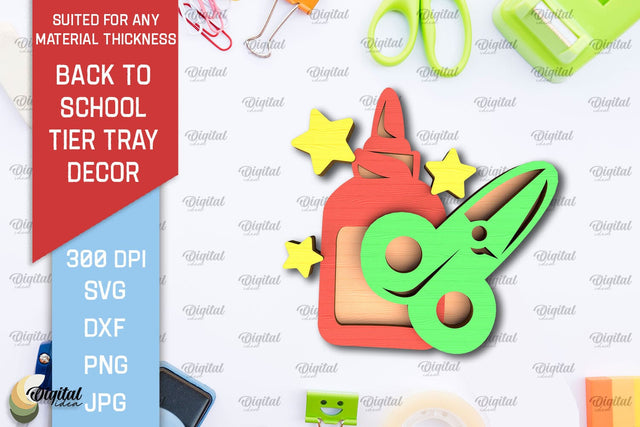 Back To School Tier Tray Laser Cut. School Desor SVG SVG Evgenyia Guschina 