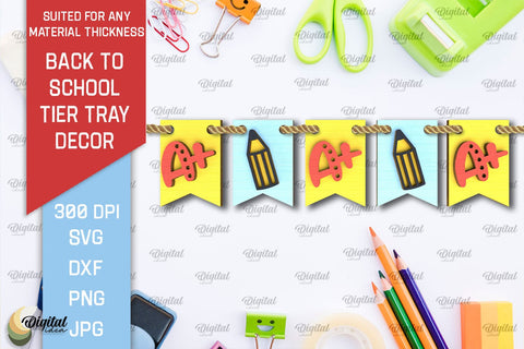 Back To School Tier Trays Laser Cut Bundle. School Decor SVG SVG Evgenyia Guschina 