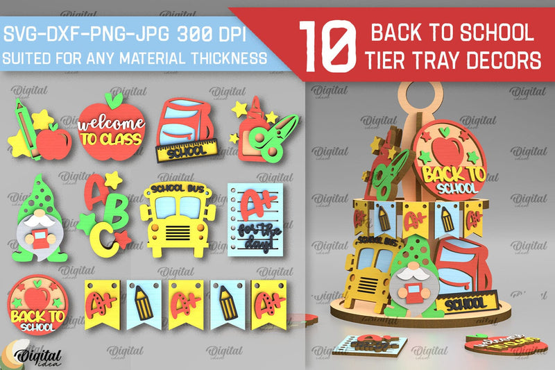 Back To School Tier Trays Laser Cut Bundle. School Decor SVG SVG Evgenyia Guschina 