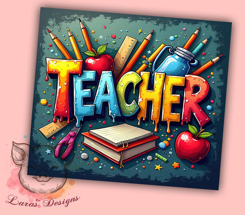 Back To School Tumbler, Teacher Tumbler Wrap, 3D Teacher Design, 20oz Sublimation, Digital Download, Teacher Appreciation, Inflated Tumbler Wrap Sublimation Lara' s Designs 