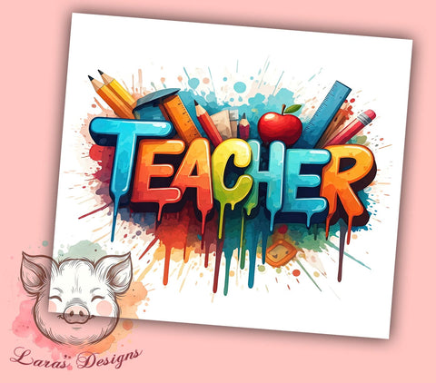 Back To School Tumbler, Teacher Tumbler Wrap, 3D Teacher Design, 20oz Sublimation, Digital Download, Teacher Appreciation, Inflated Tumbler Wrap Sublimation Lara' s Designs 
