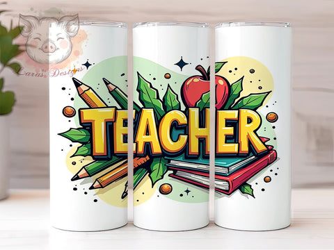 Back To School Tumbler, Teacher Tumbler Wrap, 3D Teacher Design, 20oz Sublimation, Digital Download, Teacher Appreciation, Inflated Tumbler Wrap Sublimation Lara' s Designs 