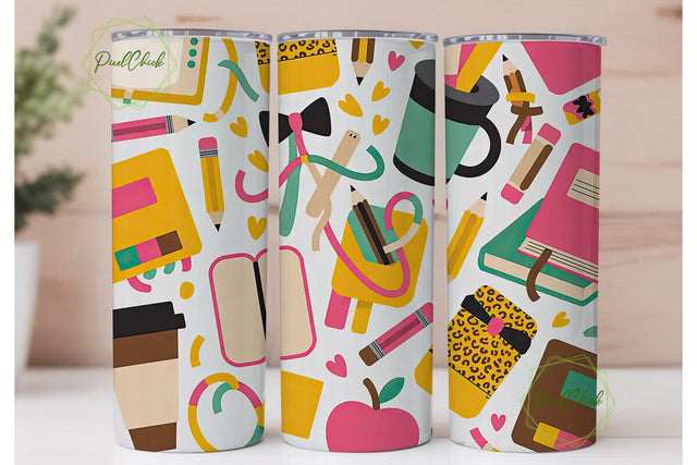 Back to School Tumbler Wrap Sublimation PixelChick 