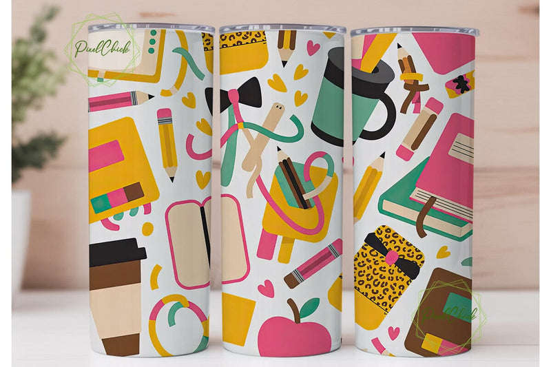 Back to School Tumbler Wrap Sublimation PixelChick 