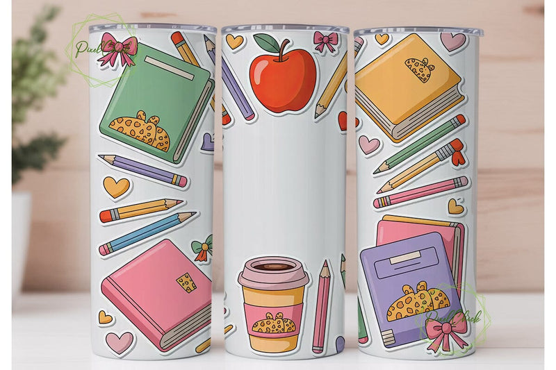 Back to School Tumbler Wrap Sublimation PixelChick 