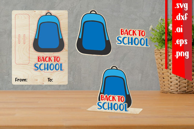 Back to School Wooden Card, Back to School Laser Cut SVG zafrans studio 