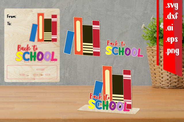 Back to School Wooden Card, Back to School Laser Cut SVG zafrans studio 