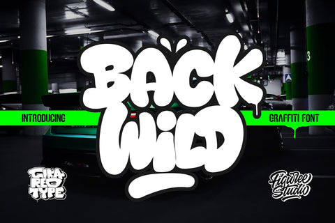 Back Wild - Thick and Chubby Graffiti Font Font Mozzatype 