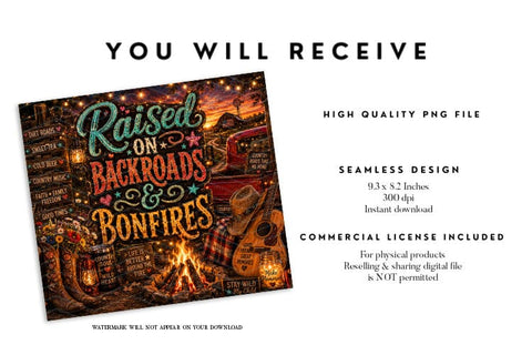 Backroads Bonfires Country Tumbler Wrap Sublimation BijouBay 