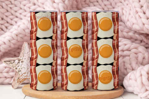 Bacon and Eggs 20oz Tumbler Wrap Sublimation DesignSVG 