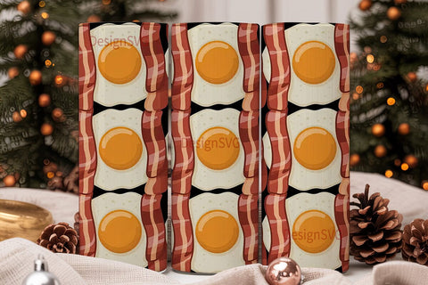 Bacon and Eggs 20oz Tumbler Wrap Sublimation DesignSVG 
