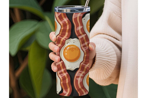 Bacon and Eggs 20oz Tumbler Wrap Sublimation DesignSVG 