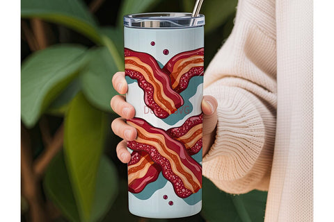 Bacon Heart 20oz Tumbler Wrap Sublimation DesignSVG 