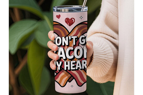 Bacon Heart 20oz Tumbler Wrap Sublimation DesignSVG 
