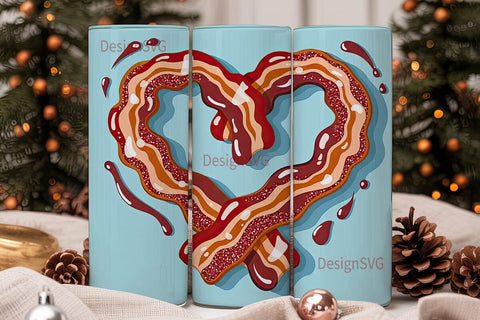 Bacon Heart 20oz Tumbler Wrap Sublimation DesignSVG 