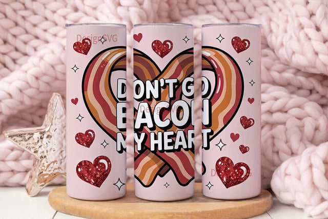 Bacon Heart 20oz Tumbler Wrap Sublimation DesignSVG 