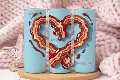 Bacon Heart 20oz Tumbler Wrap Sublimation DesignSVG 