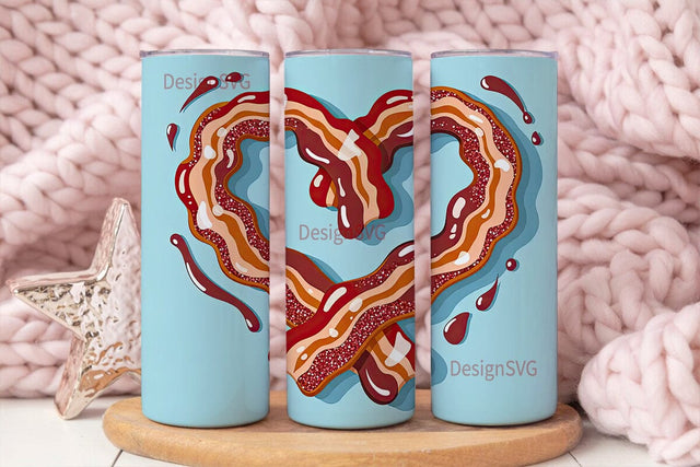 Bacon Heart 20oz Tumbler Wrap Sublimation DesignSVG 