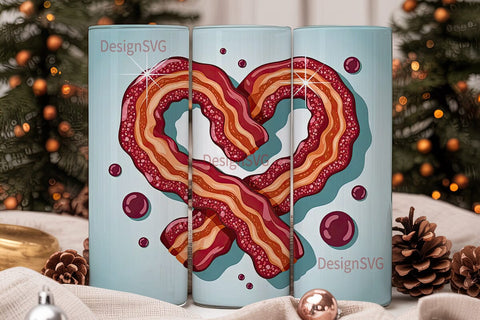 Bacon Heart 20oz Tumbler Wrap Sublimation DesignSVG 