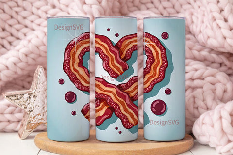 Bacon Heart 20oz Tumbler Wrap Sublimation DesignSVG 