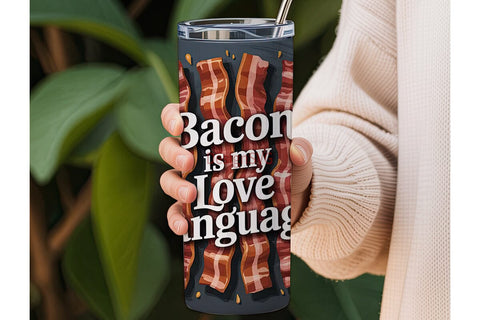 Bacon Love Language Tumbler Wrap Sublimation DesignSVG 