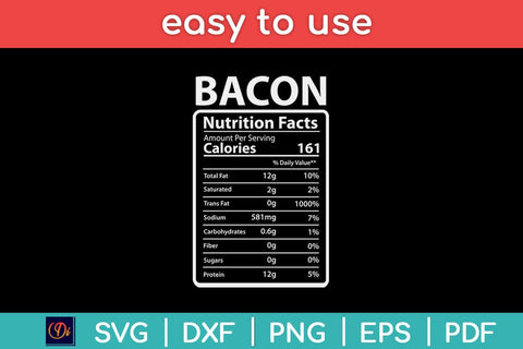 Bacon Nutrition Facts Funny Keto Ketogenic Diet Food Svg Design SVG artprintfile 