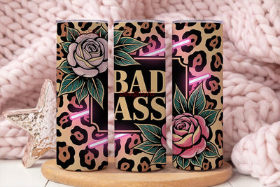 Bad Ass Leopard Floral 20oz Tumbler Wrap Sublimation DesignSVG 