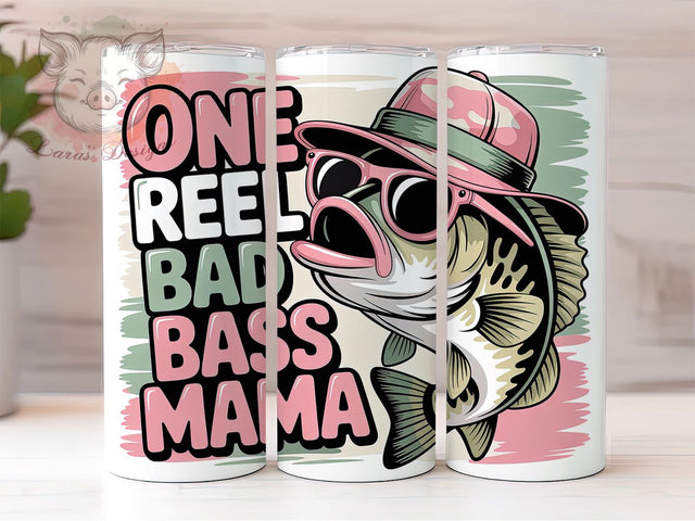 Bad Bass Mama Fishing Tumbler, Bad Bass Mama Tumbler, One Reel Fisherman Design, 20oz Tumbler Wrap, Sublimation Design, Angler Gift Wrap, Funny Fishing Tumbler Sublimation Lara' s Designs 