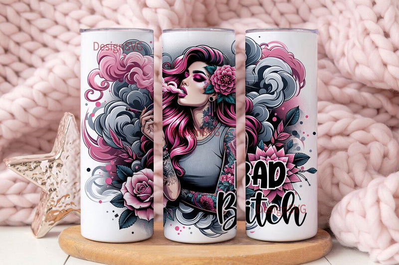 Bad Bitch 20oz Skinny Straight Tumbler Sublimation Design, Tumbler Wrap For Her PNG, Digital Download Sublimation DesignSVG 