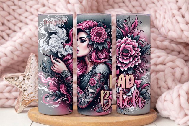 Bad Bitch 20oz Skinny Straight Tumbler Sublimation Design, Tumbler Wrap For Her PNG, Digital Download Sublimation DesignSVG 