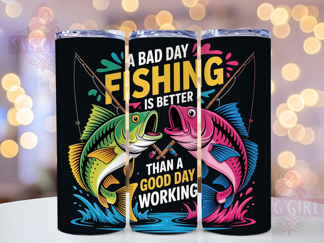 Bad Day Fishing 20oz Tumbler, Fishing Tumbler, Sublimation Wrap, 20oz Tumbler Design, Outdoor Fishing Gift, PNG Tumbler Wrap, Funny Fisherman Quote Sublimation SvggirlplusArt 