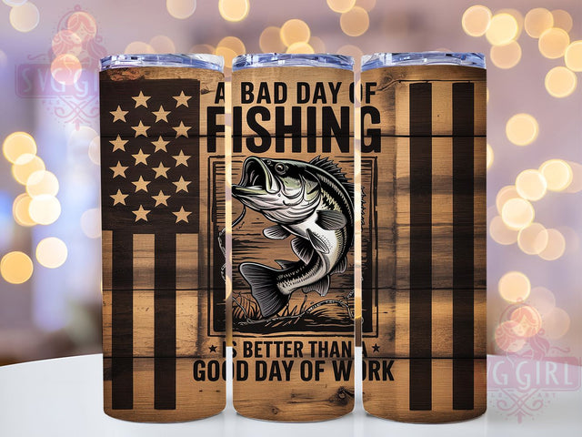 Bad Day Fishing Beats Good Day Working Tumbler, Bad Day Of Fishing Cup, Good Day Of Work Tumbler, Fishing Quote Tumbler, Outdoor Fishing Tumbler, Sublimation Fishing Wrap, 20Oz Fishing Tumbler Sublimation SvggirlplusArt 